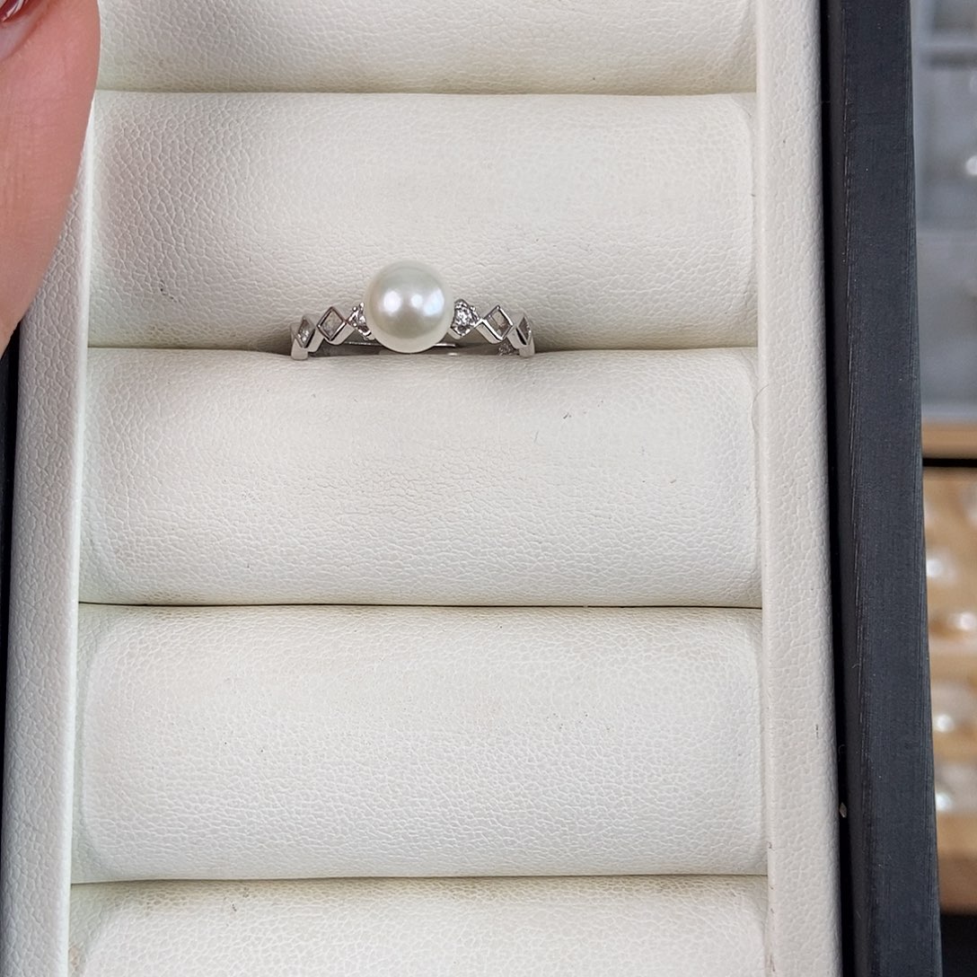 海水珍珠戒指银S925镶嵌