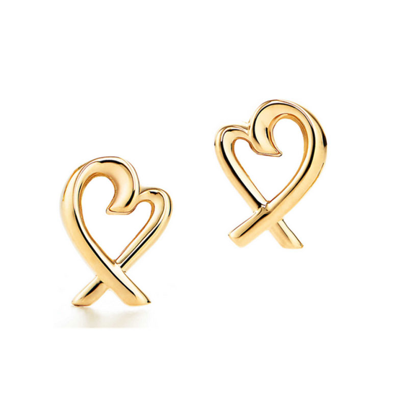 99新 Tiffany & Co./蒂芙尼 心形简约LovingHeart耳钉/首饰