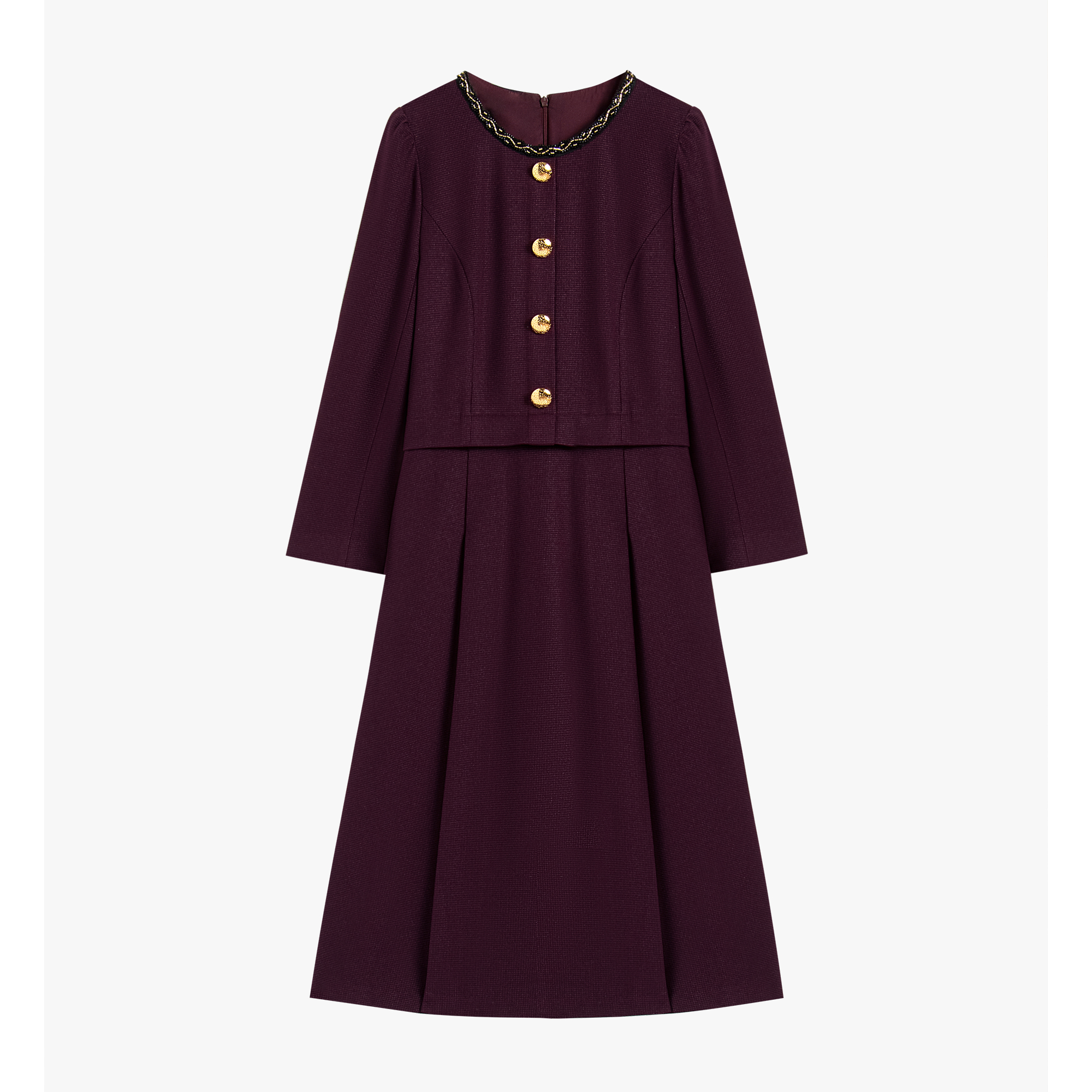 【南油虹姐】秋季新款小香风重工钉珠显瘦连衣裙