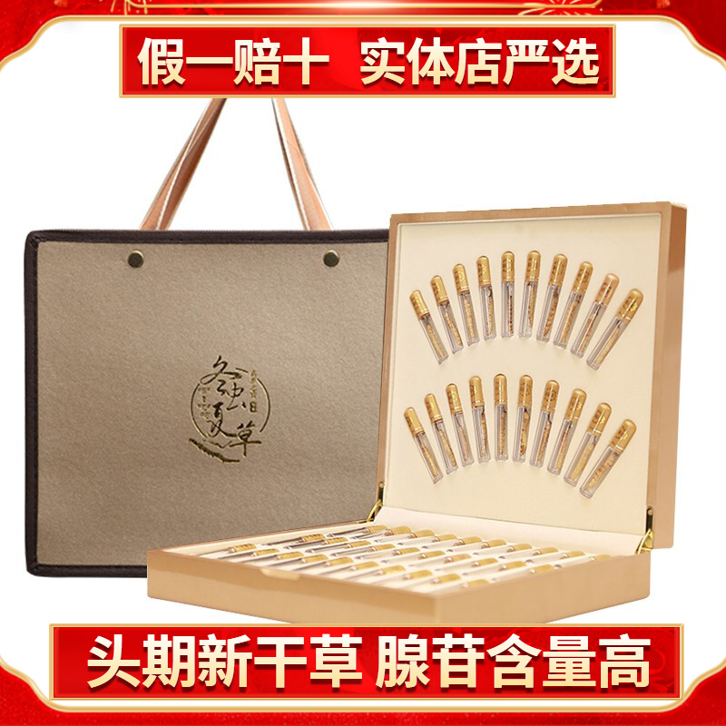 色季拉冬虫夏草4根/克 50根水晶管礼盒装虫草头期滋补