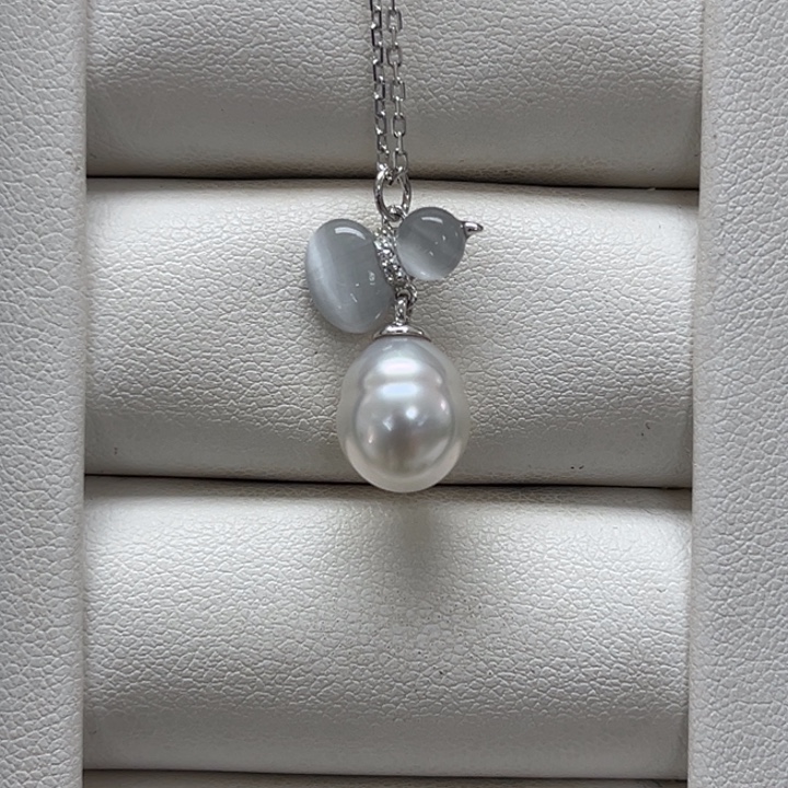 海水珍珠颈饰银S925镶嵌澳白 8-9mm 9号