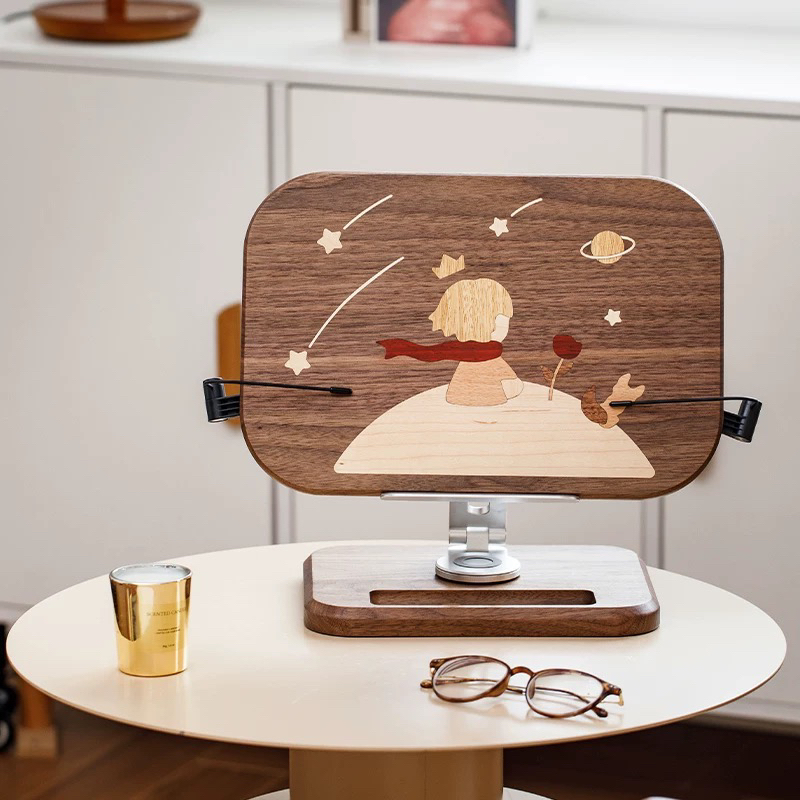 北美黑胡桃木小王子旋转平板书本电脑阅读支架