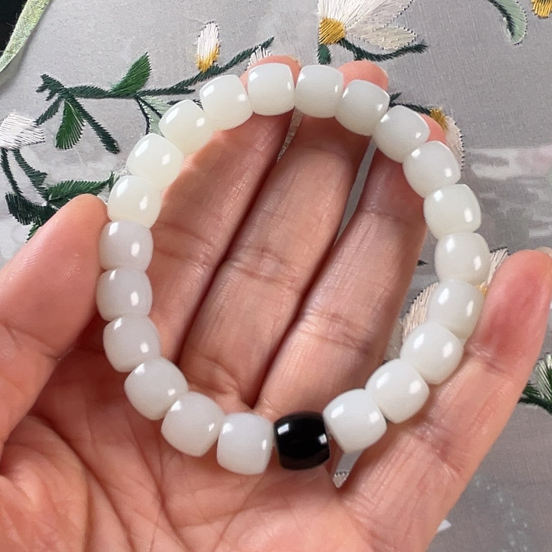 和田玉手链未镶嵌新疆和田玉白玉且末直9/10