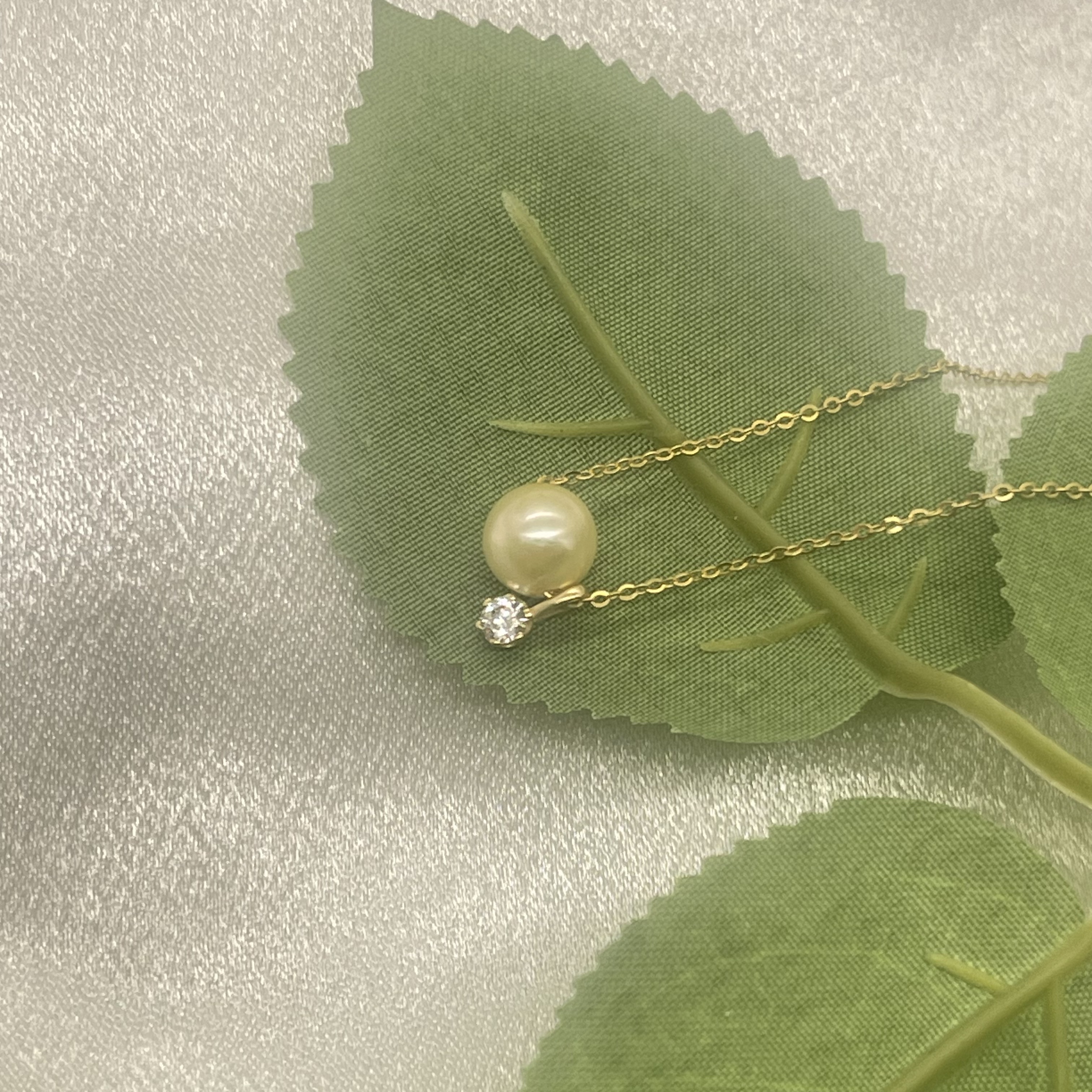 【潇潇甄选】海水珍珠 海水akoya羽皇金吊坠 S925银镀金 7-8mm