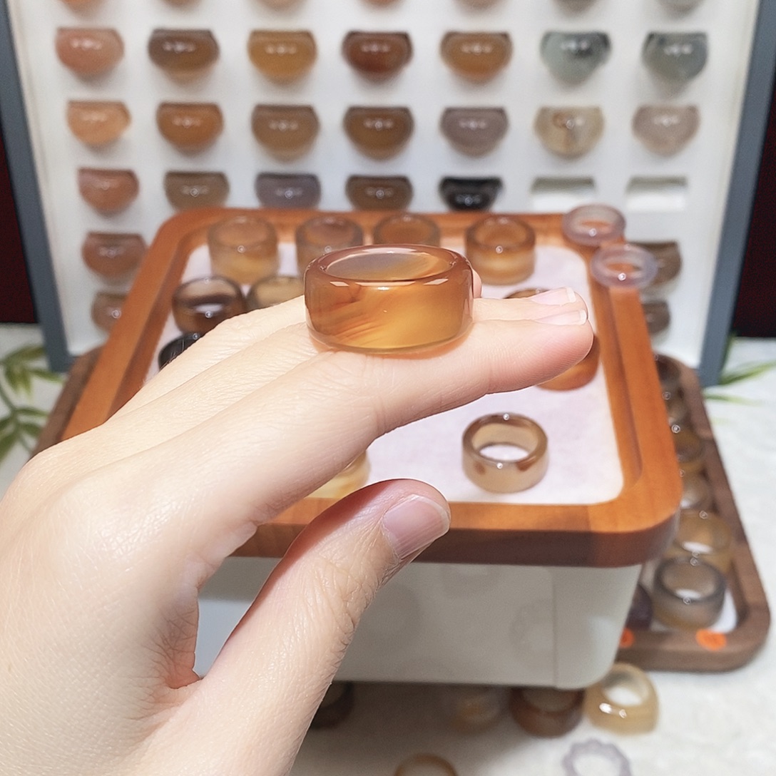 米***花玛瑙/玉髓未镶嵌戒指港21