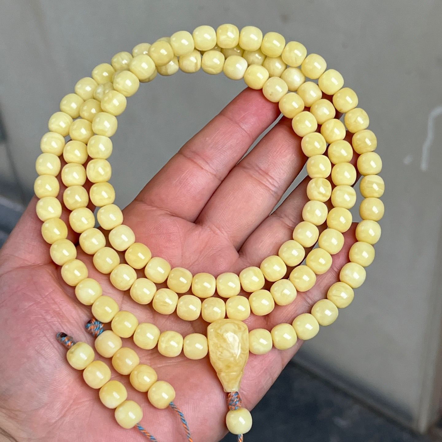 45.8 8.5mm原矿俄料满蜡阿尔卑斯奶咖精工高桩老型蜜蜡108多圈