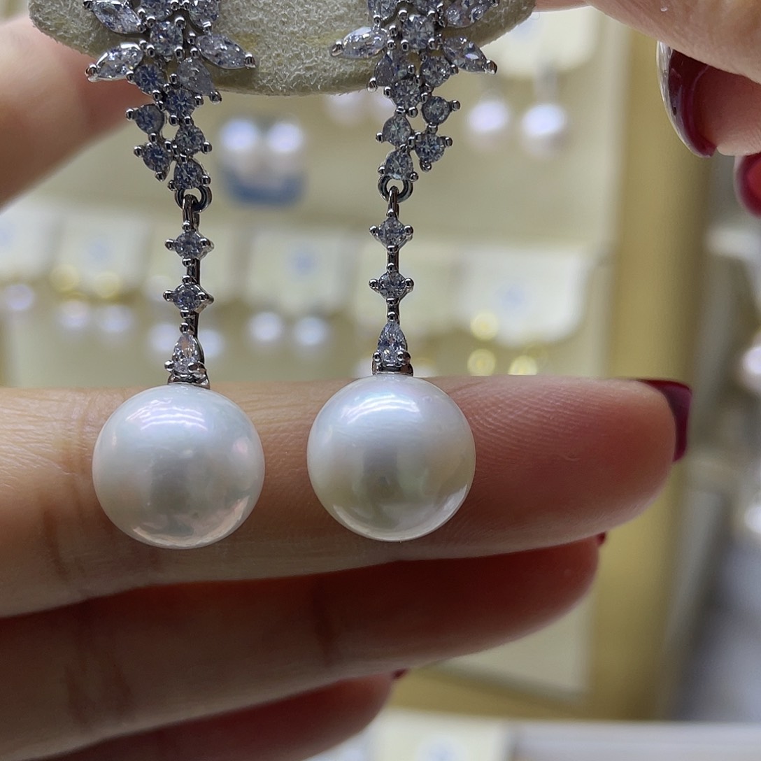 淡水珍珠耳饰银S925镶嵌