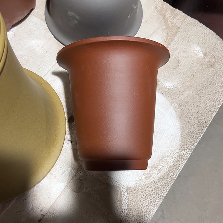 花盆紫砂平口小金钟红色两个