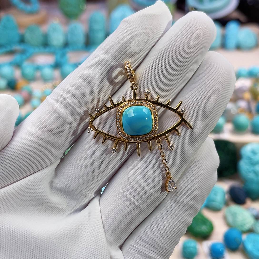 绿松石珠宝奇石18K金镶嵌