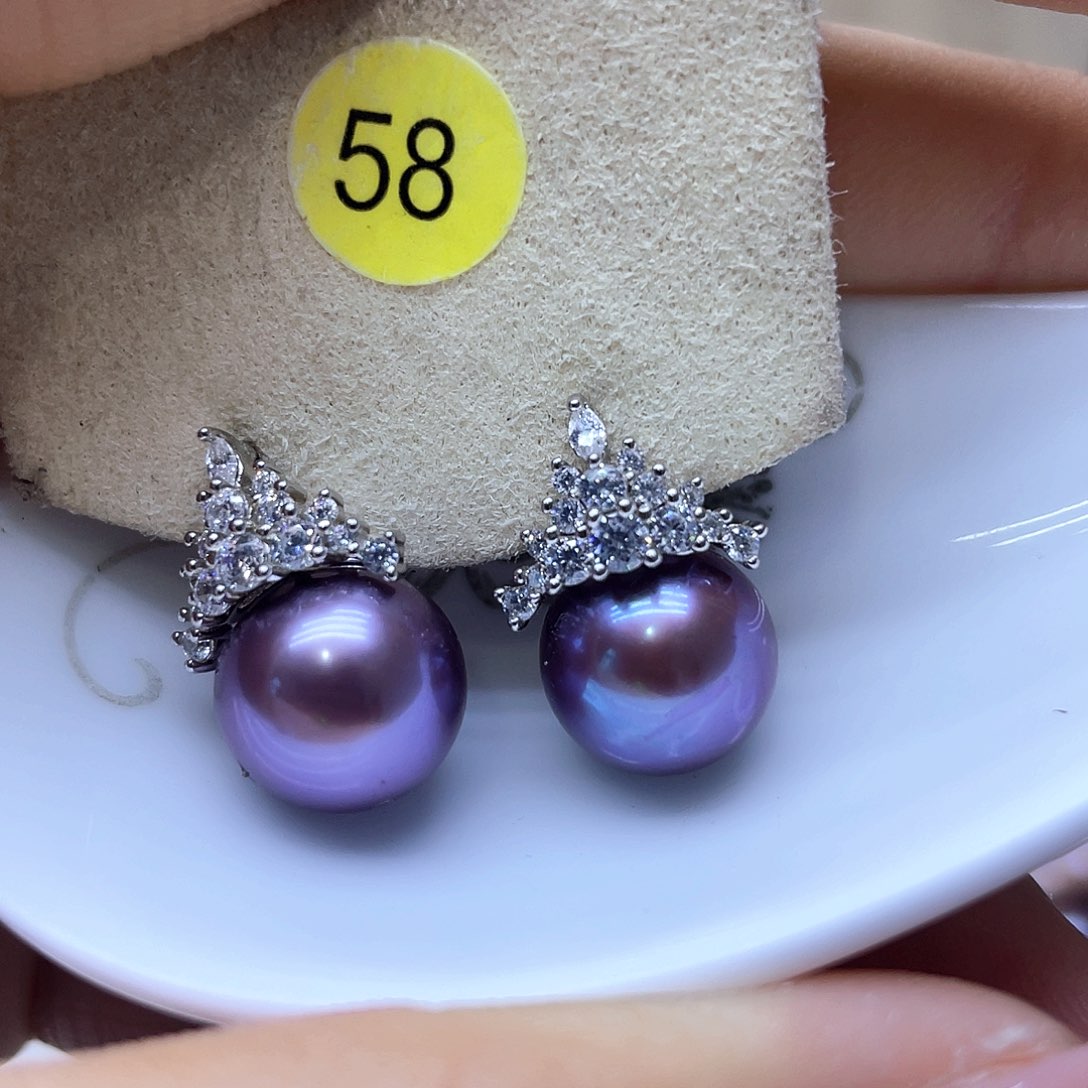 淡水珍珠耳饰银S925镶嵌