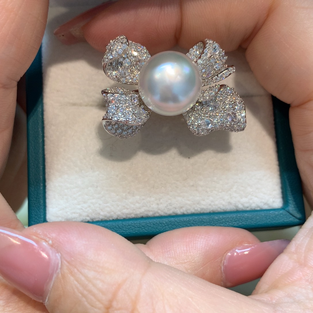 海水珍珠戒指银S925镶嵌