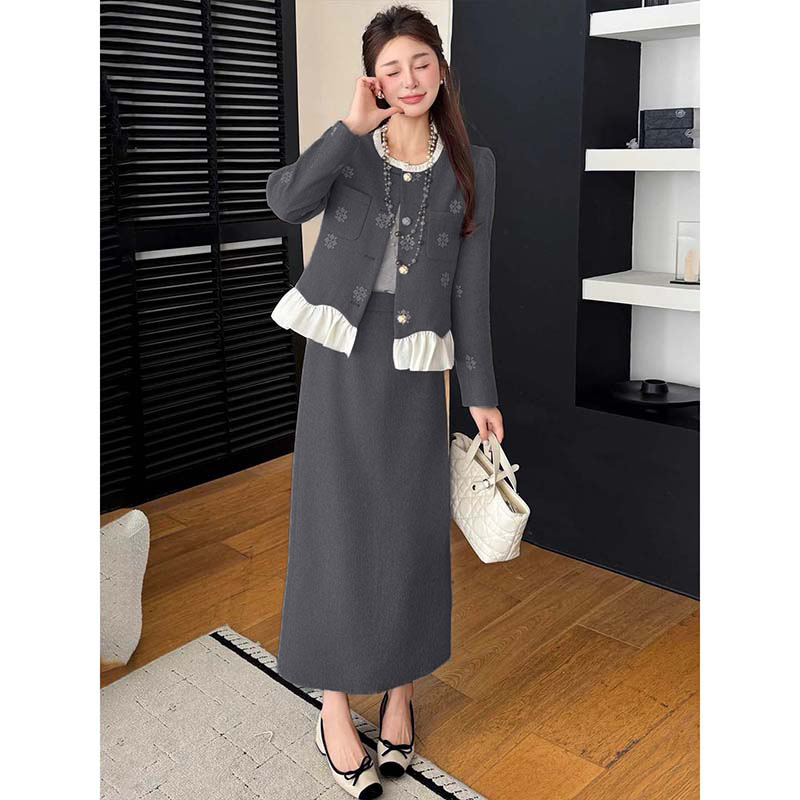 【两件套】【有里布】碎花套装裙女2025春秋新款时尚洋气套裙JT0107