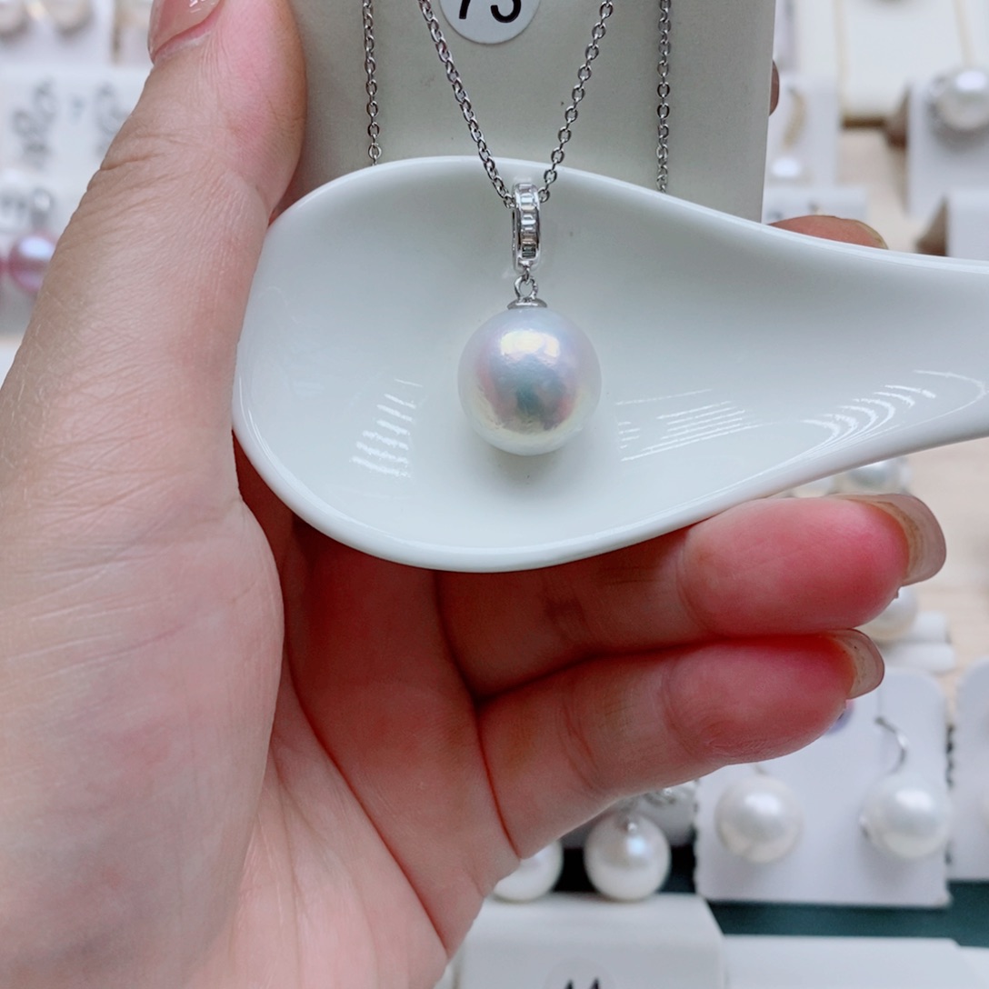 淡水珍珠银S925镶嵌吊坠(赠链)