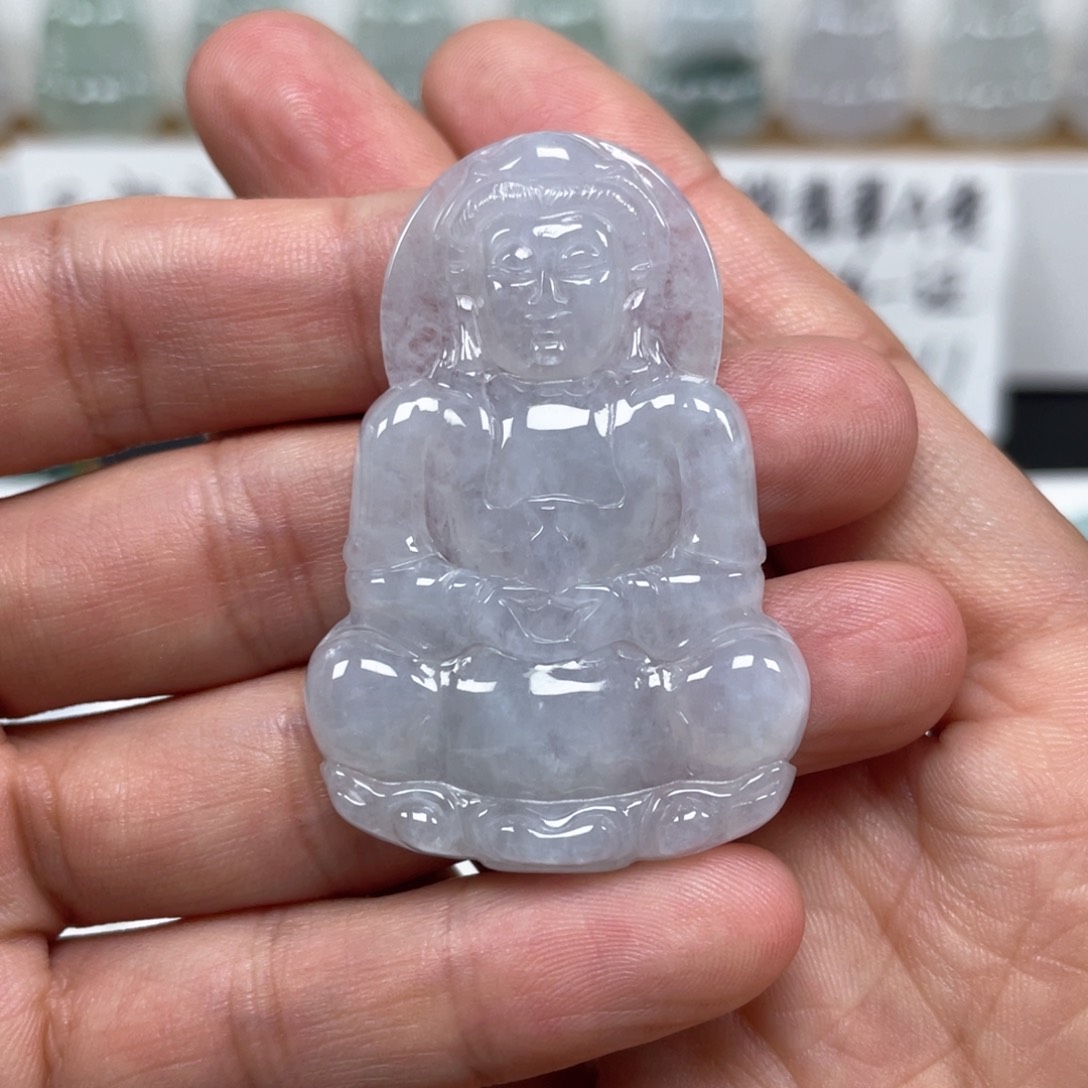 翡翠颈饰未镶嵌天然翡翠A货观音30号