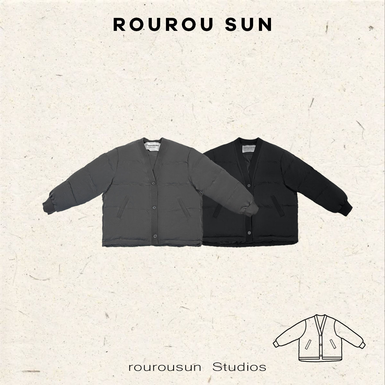 29731早秋款女装日系棉衣女冬季保暖宽松休闲廓形无领道袍棉服外