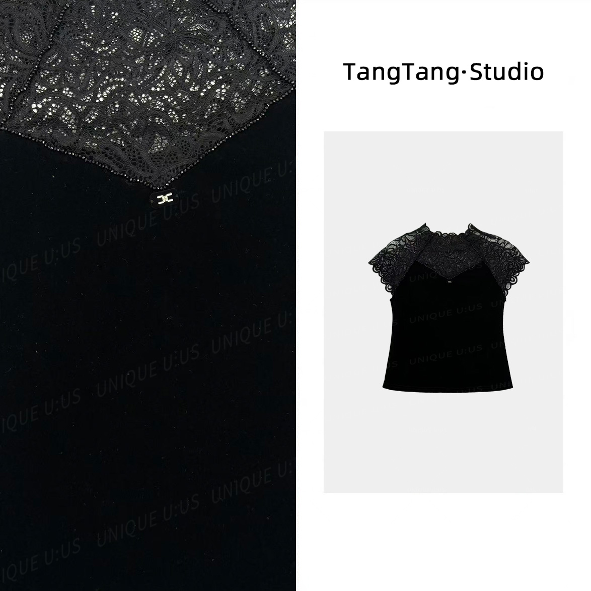 【TangTang·Studio】短袖丝绒上衣高级气质显瘦女装-256352