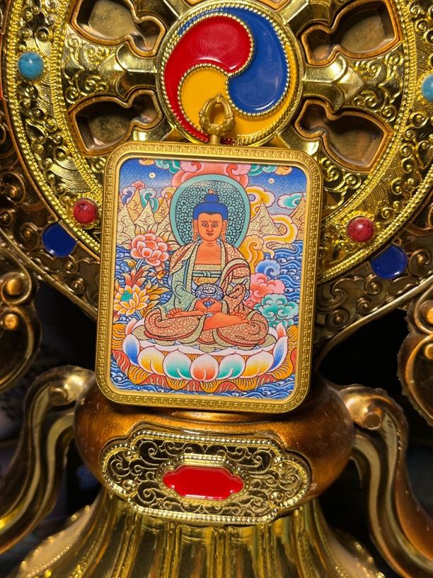 热贡纯手绘唐卡阿弥陀佛佛牌吊坠装饰品