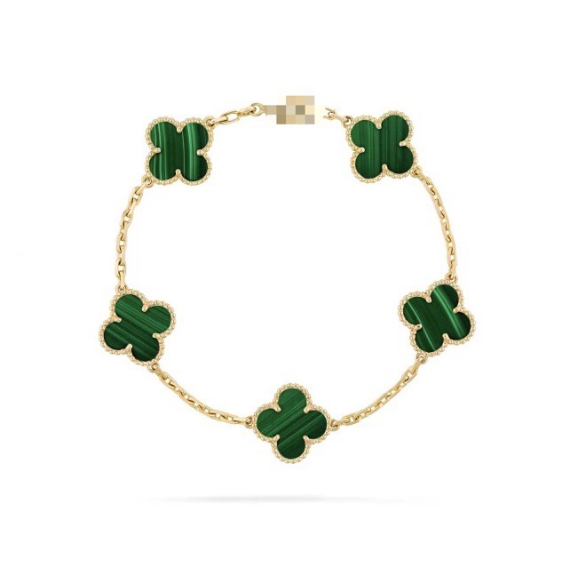 合金手链 【CNC高版本v金】四叶草五花手链绿孔雀【厚镀18k】手链轻奢