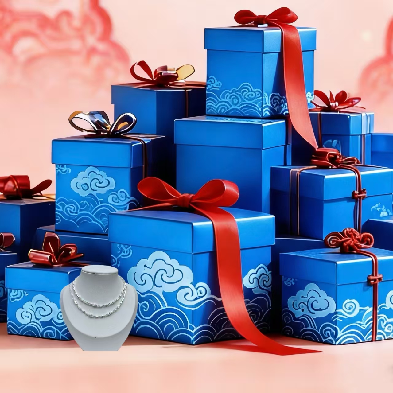 雪涧源创春节风格轻职风精美礼盒挂件-T224