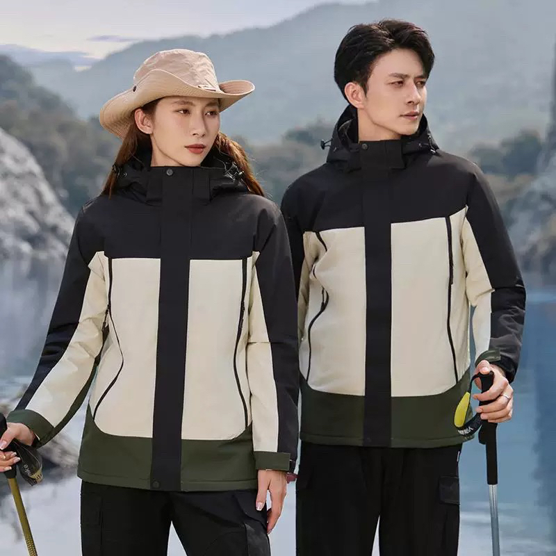 拼色冲锋衣定制工作服印字logo秋冬工衣外套加厚班服企业团体工装