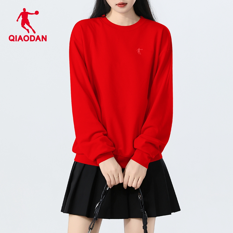 乔丹红色卫衣女款春秋新年喜庆套头衫宽松打底官方旗舰运动长袖女