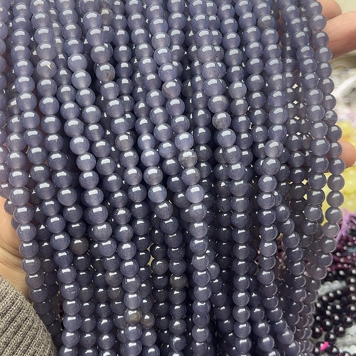 玛瑙/玉髓未镶嵌珠宝半成品2条6mm左右烟紫