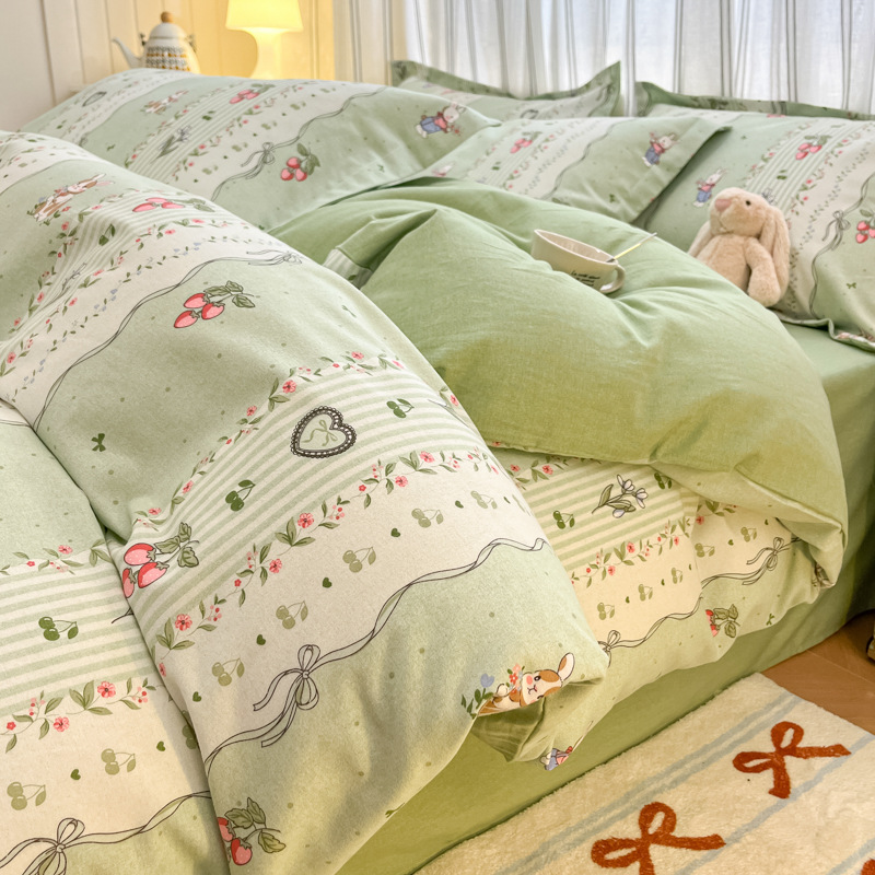 新款家用简约新增生态加厚磨毛小清新印花系列单被套柔软亲肤床品