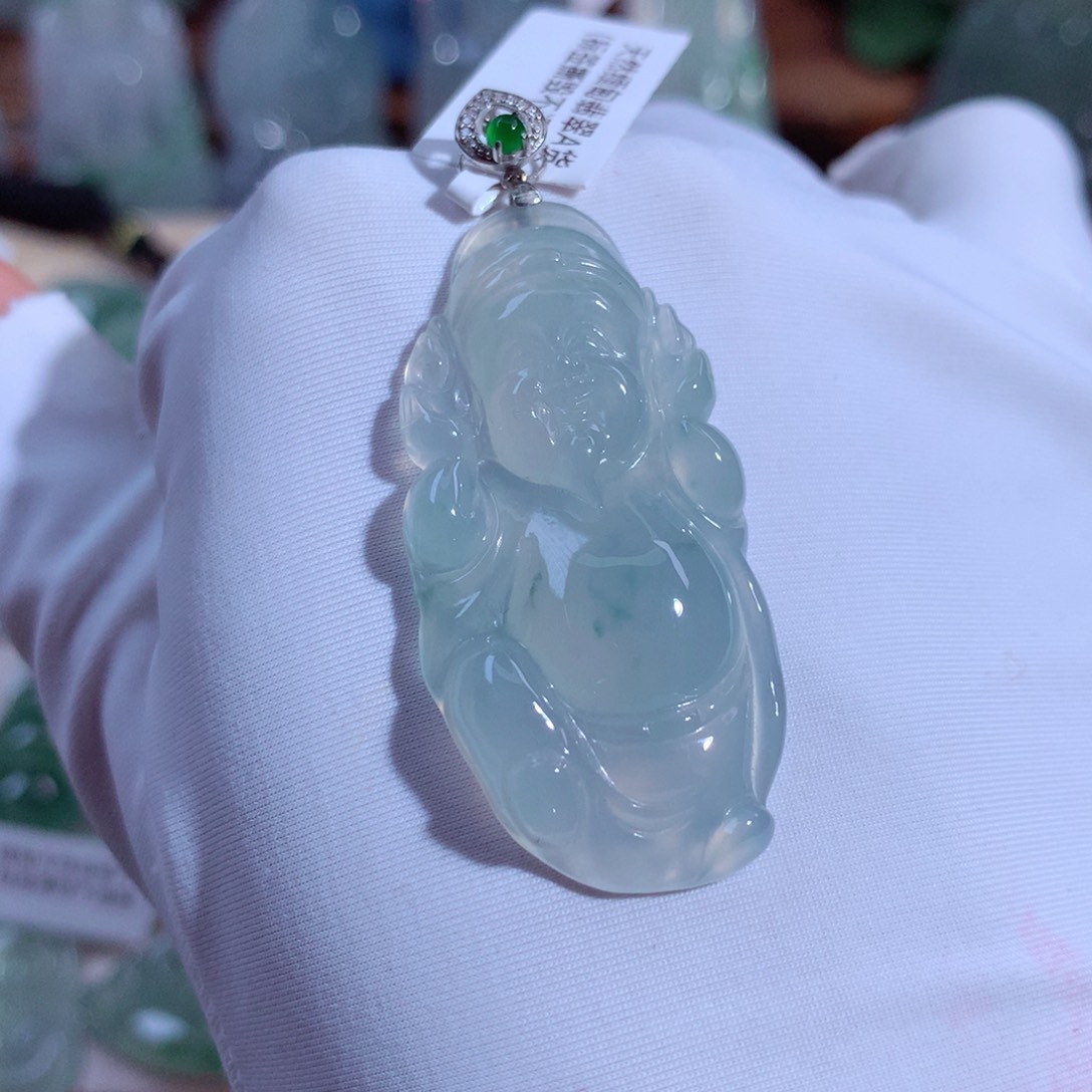 翡翠颈饰18K金镶嵌财财