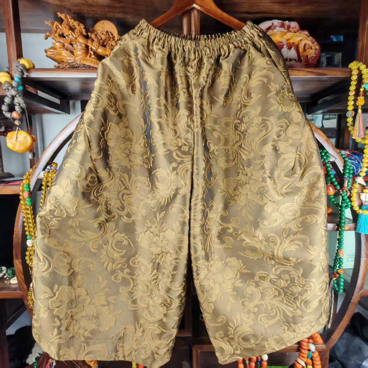 老弗爷新中式提花花苞裤282