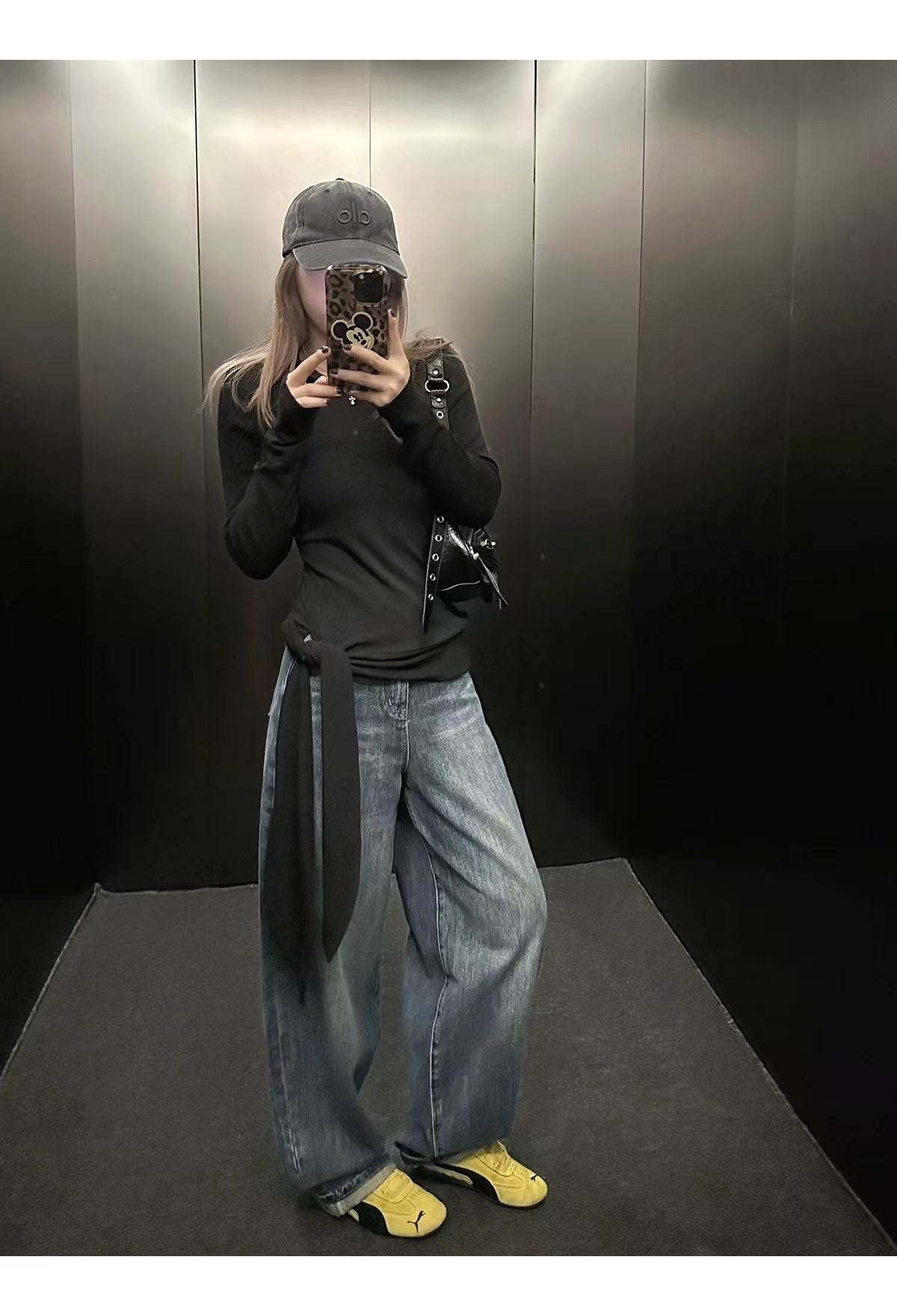 厚款彩绘秋冬复古韩版高腰牛仔裤裤子显瘦百搭拖地裤宽松冬季