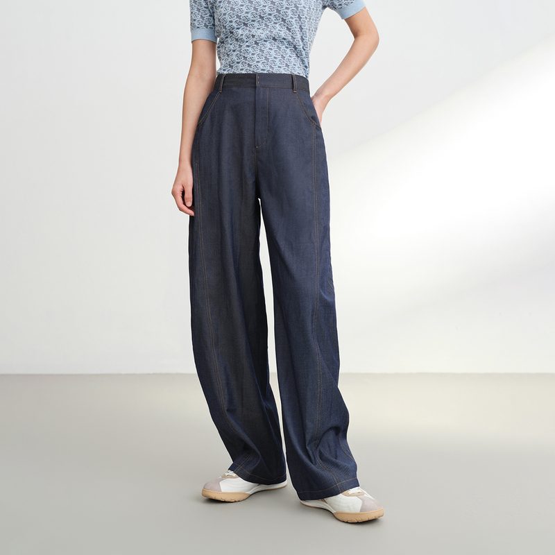 EP雅莹2025秋冬新款女装 时尚高腰弯刀裤宽松遮肉休闲裤6405A