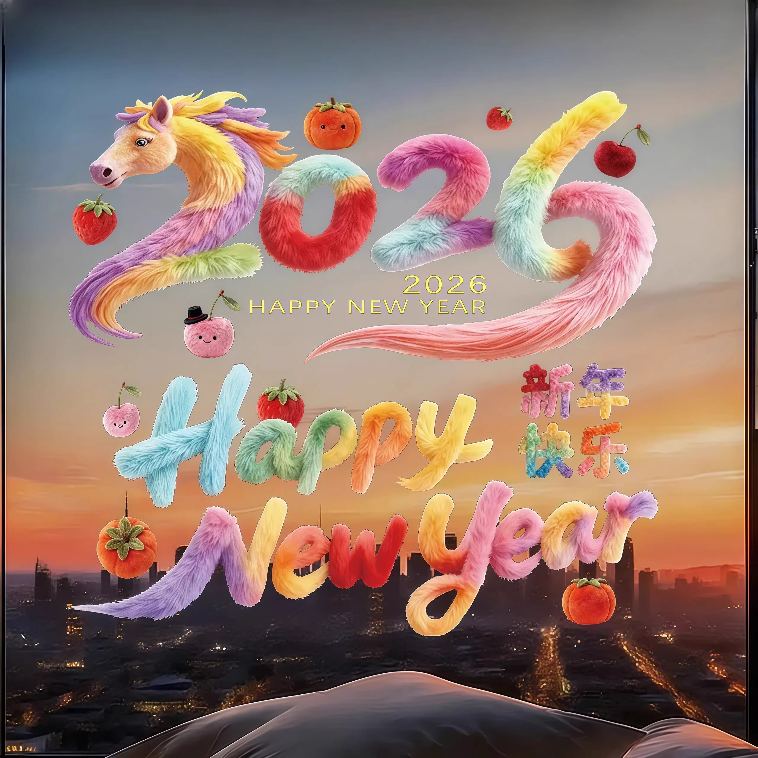 2026新年装饰用品玻璃贴春节元旦橱窗贴马年新款跨年窗花