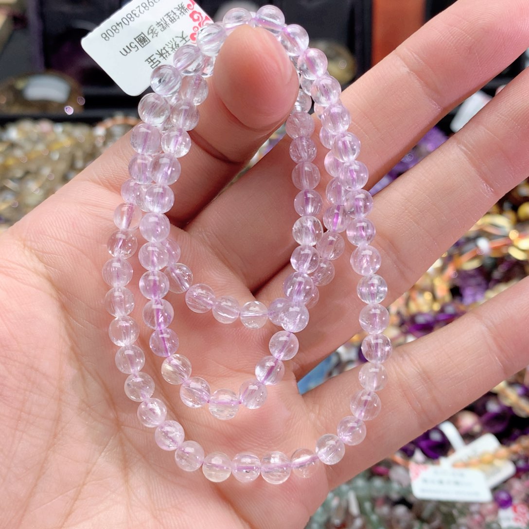 水晶手链未镶嵌蛋*紫锂辉手链多圈5+