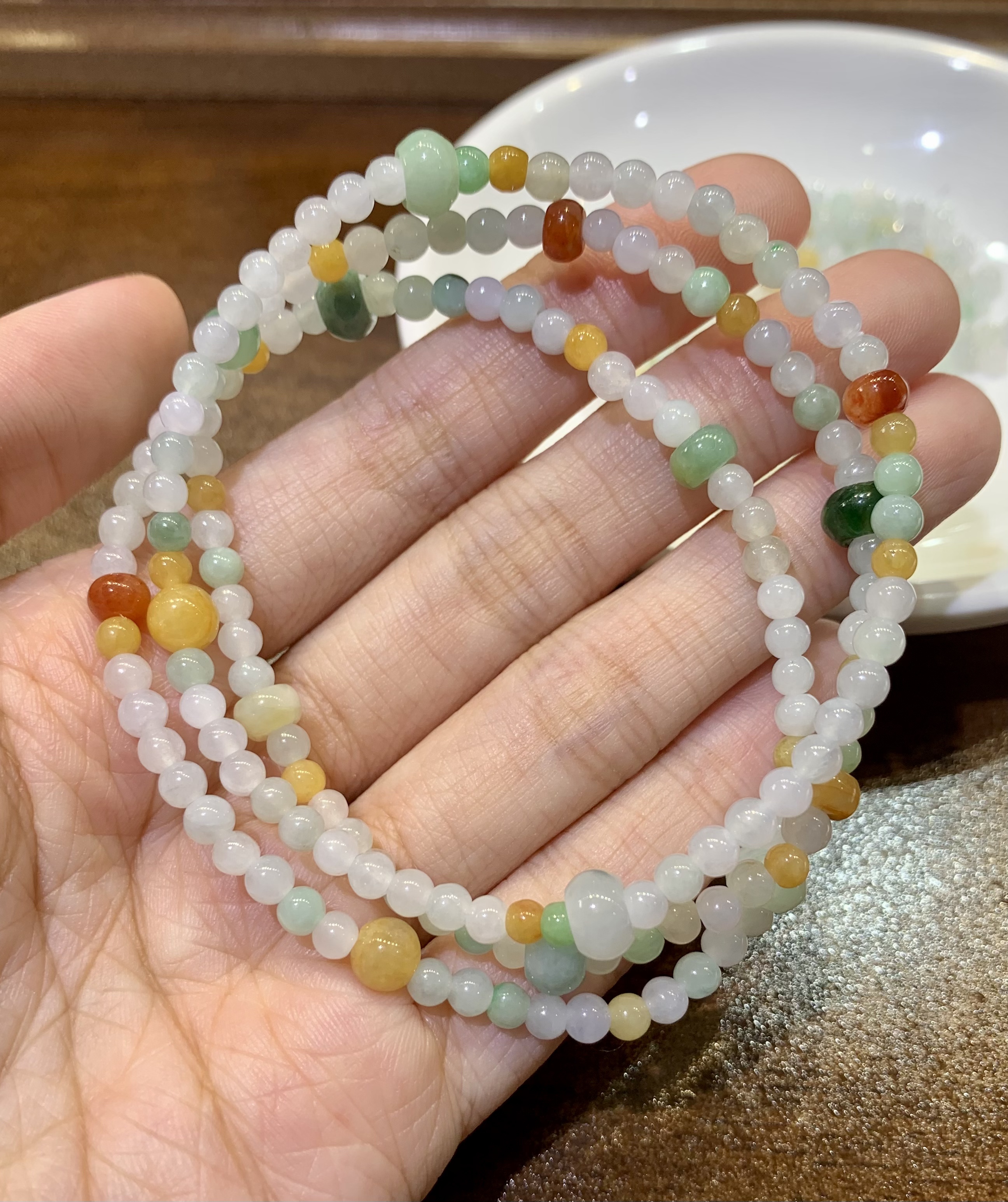 天然缅甸a货翡翠珠链手链一条（多样性发其一）