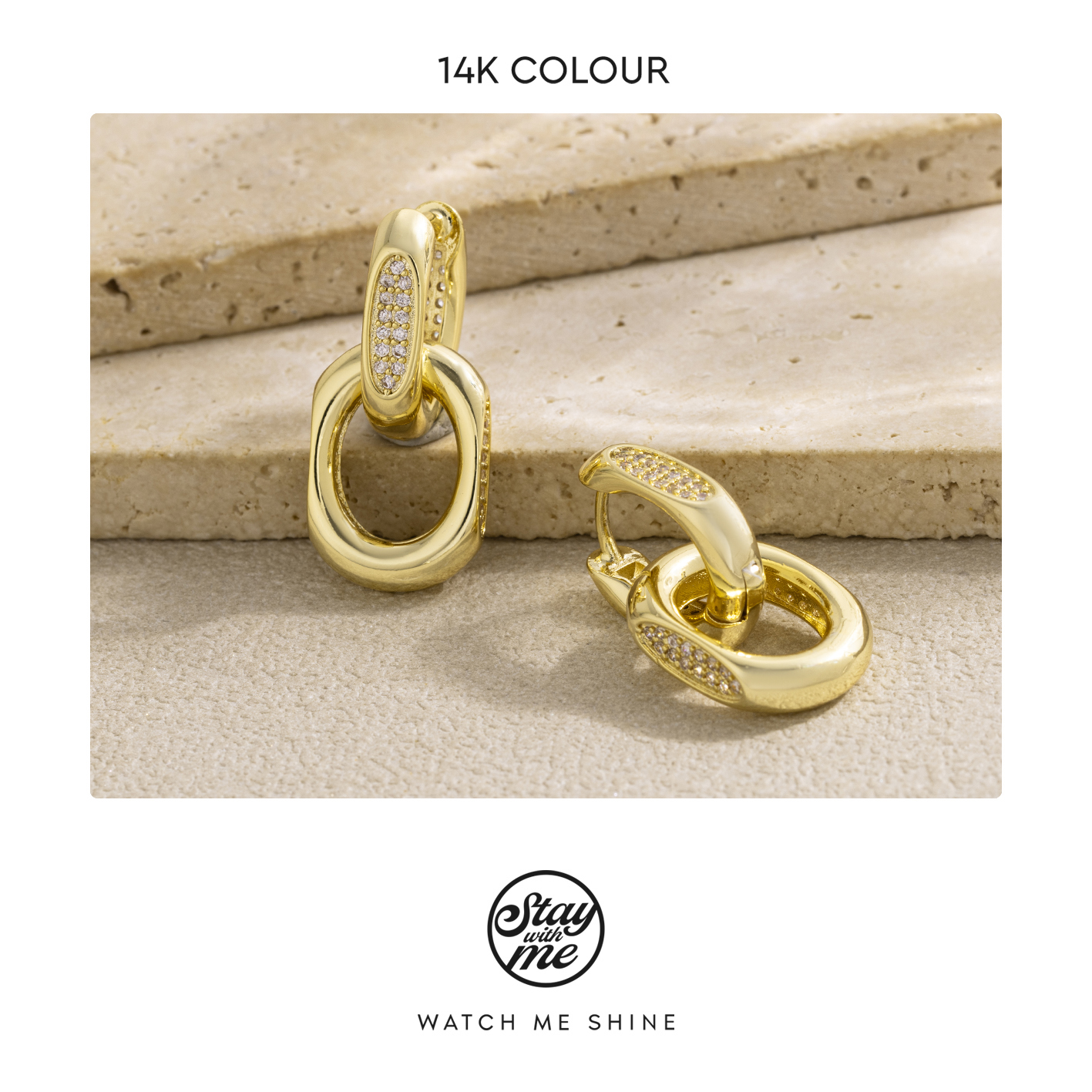 STAY WITH ME 铜合金合成锆石耳饰 小众设计p0645耳环