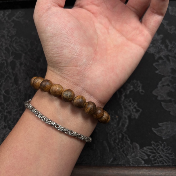 沉香淳化老料乌身圆叶卡10单圈圆珠花果香甜