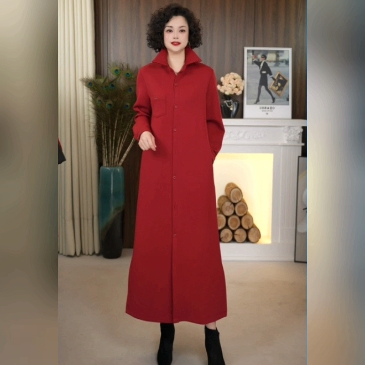 5226 显瘦百搭秋冬新款开衫连衣裙