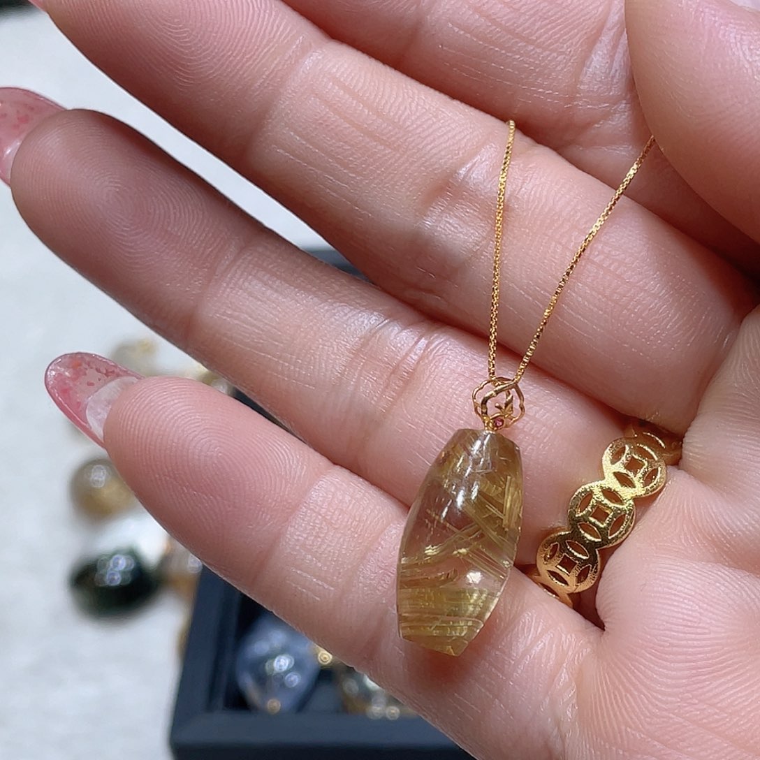 水晶钛晶18K金镶嵌小***8