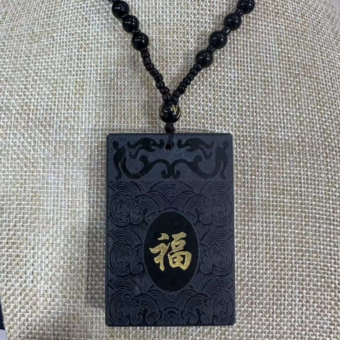 王总专属和田玉塔青高端无事牌男士手工复古创意雕刻传承刻字精雕