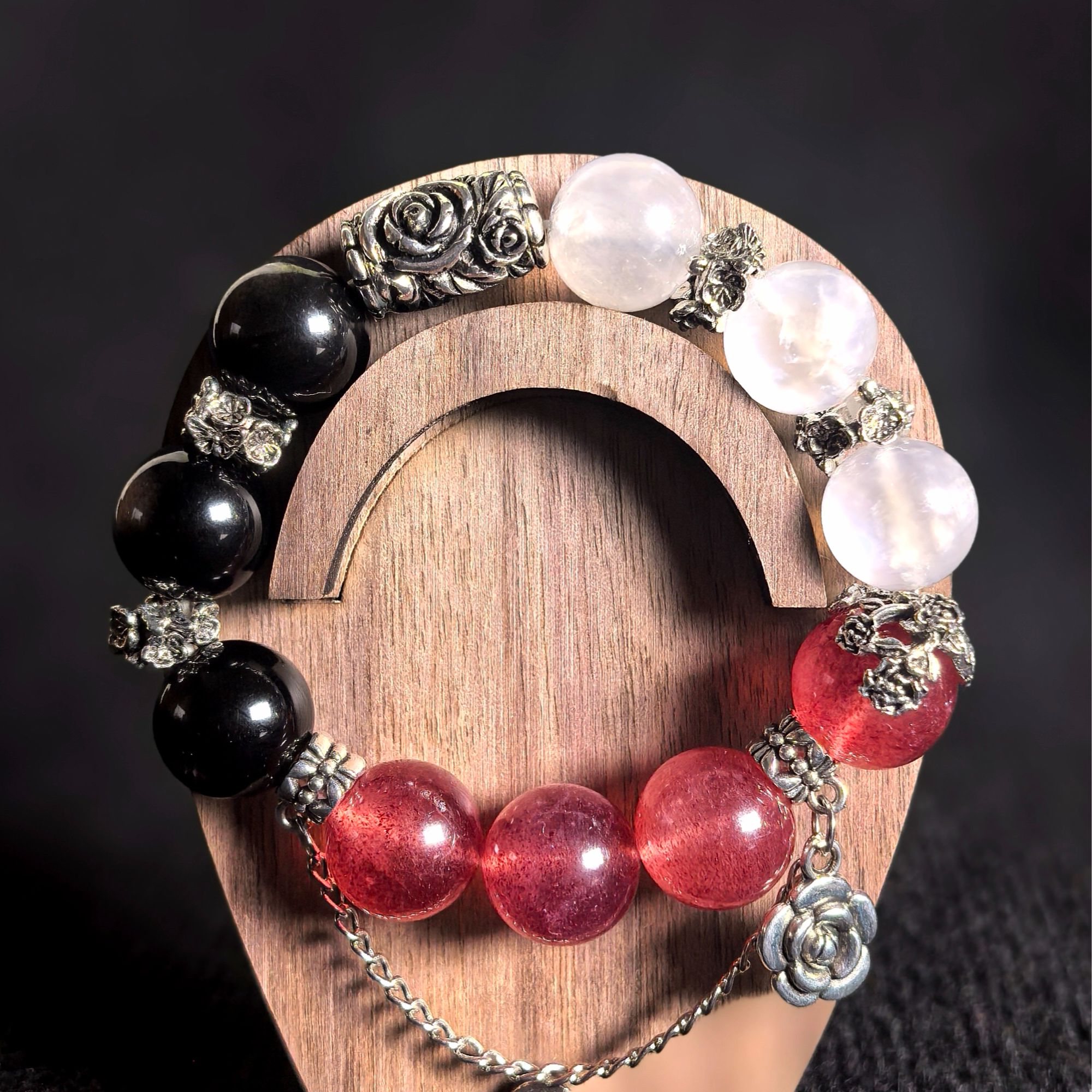 【拒绝玻璃心】蓝月光水晶草莓晶情人天然水晶手串原创设计款疗愈