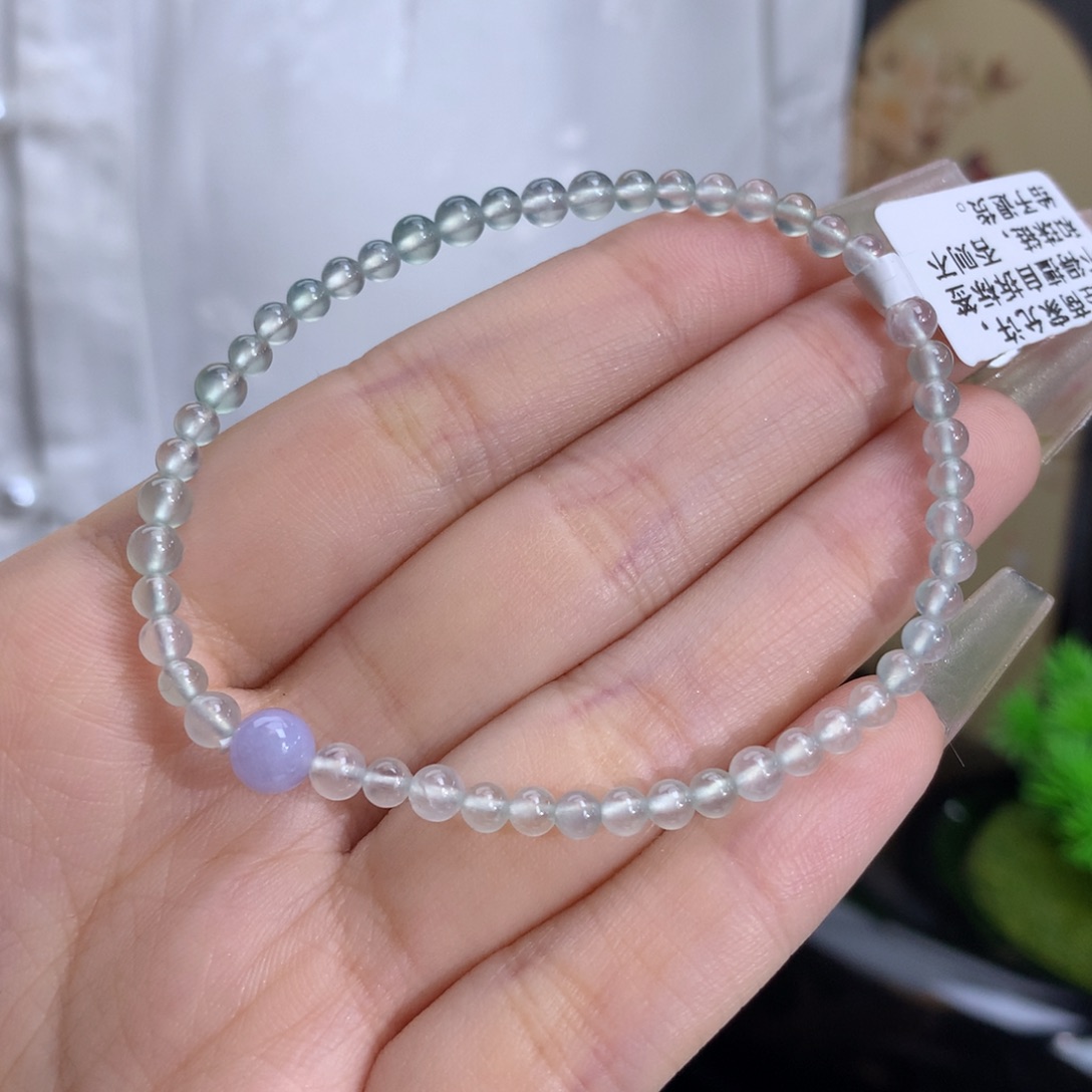 翡翠手链未镶嵌卡3.3-4冰种小米
