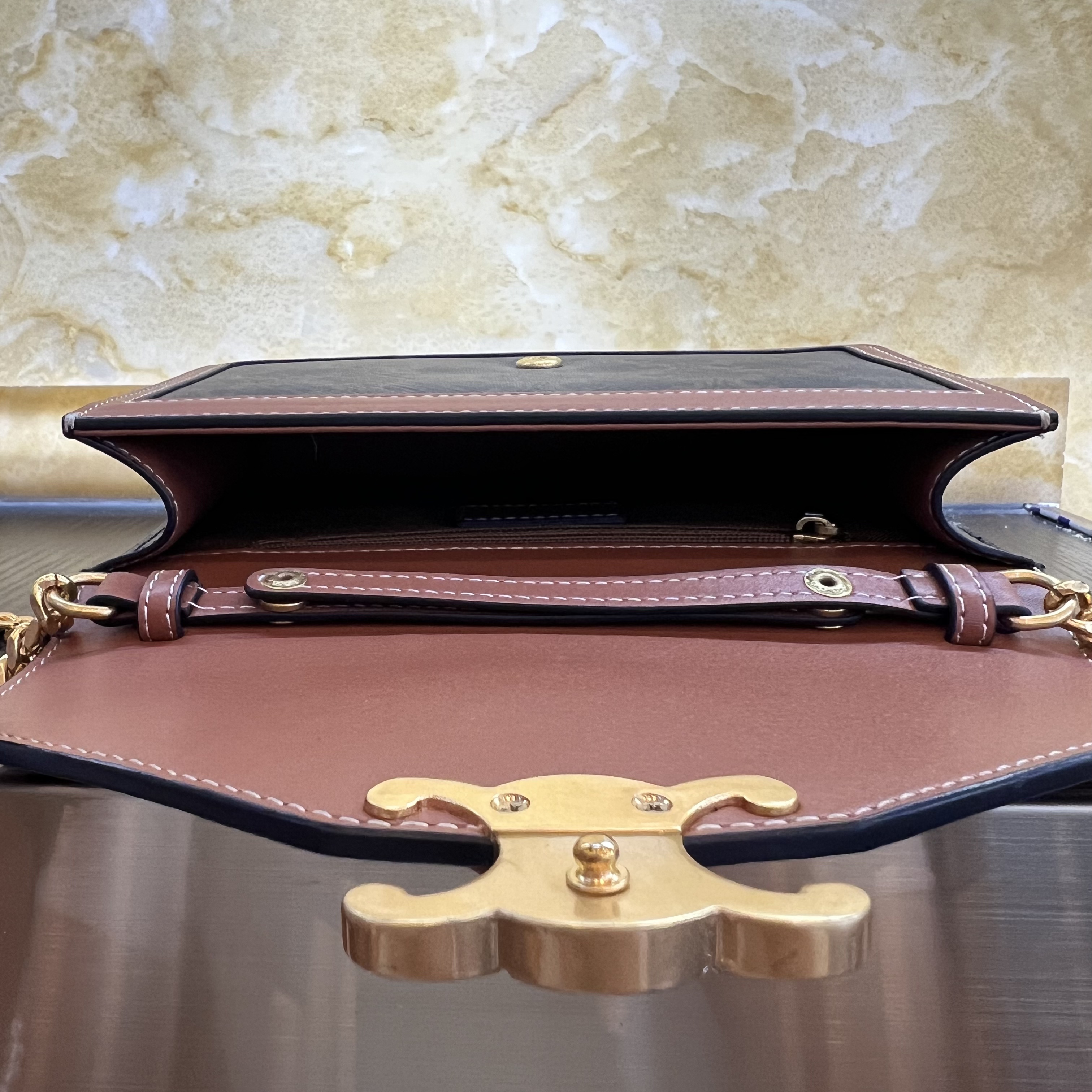 薇薇手工真皮包-深色老花-长19x高12-老花信封凯A340