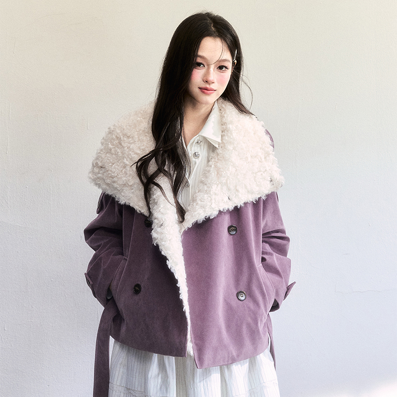 Fragile Heart易碎商店·雾暖甜绒 复古麂皮加厚保暖外套翻领上衣