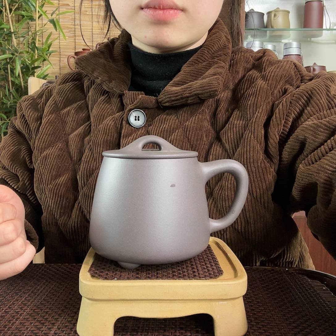 紫砂茶杯老*天青石瓢办公杯550CC左右