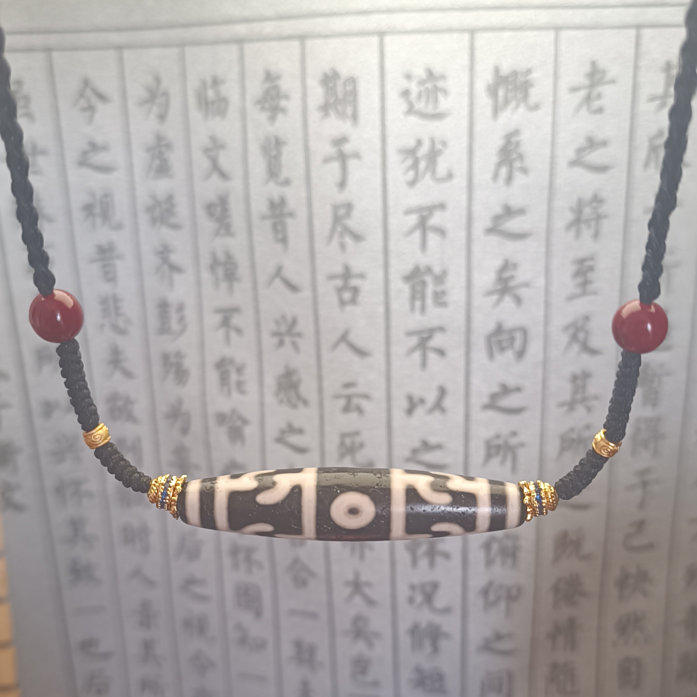 58mm左右莲师三图腾玛瑙锁骨链