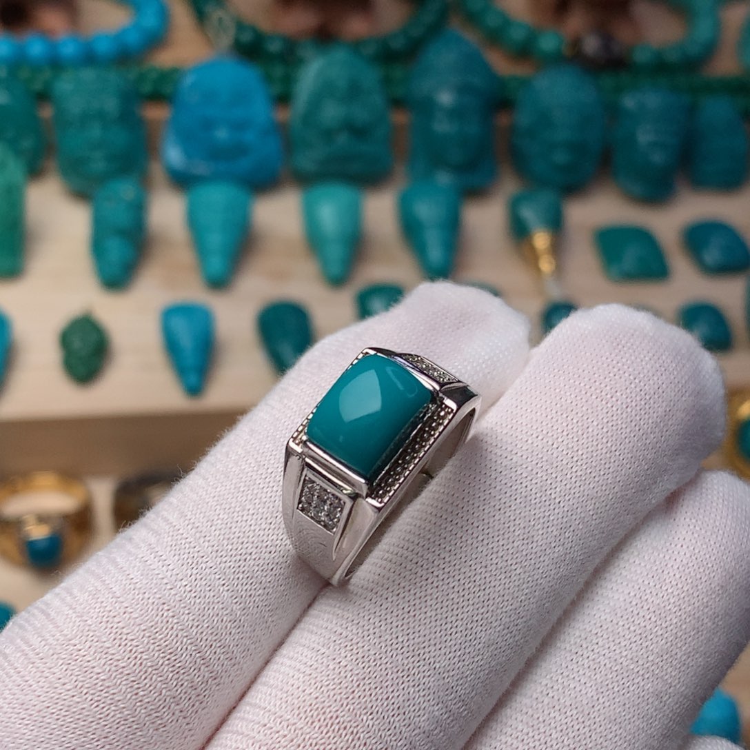 绿松石戒指银S925镶嵌