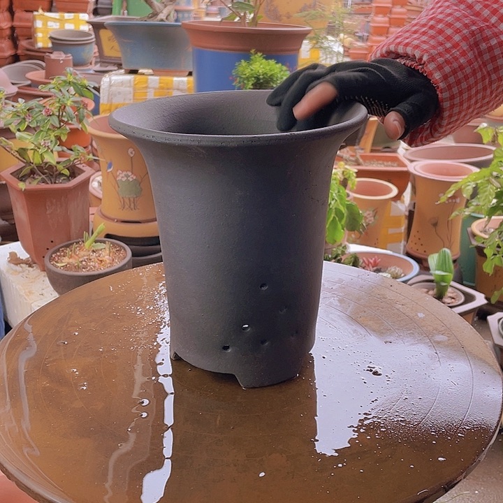 紫砂宜兴紫砂21素面兰花盆促销