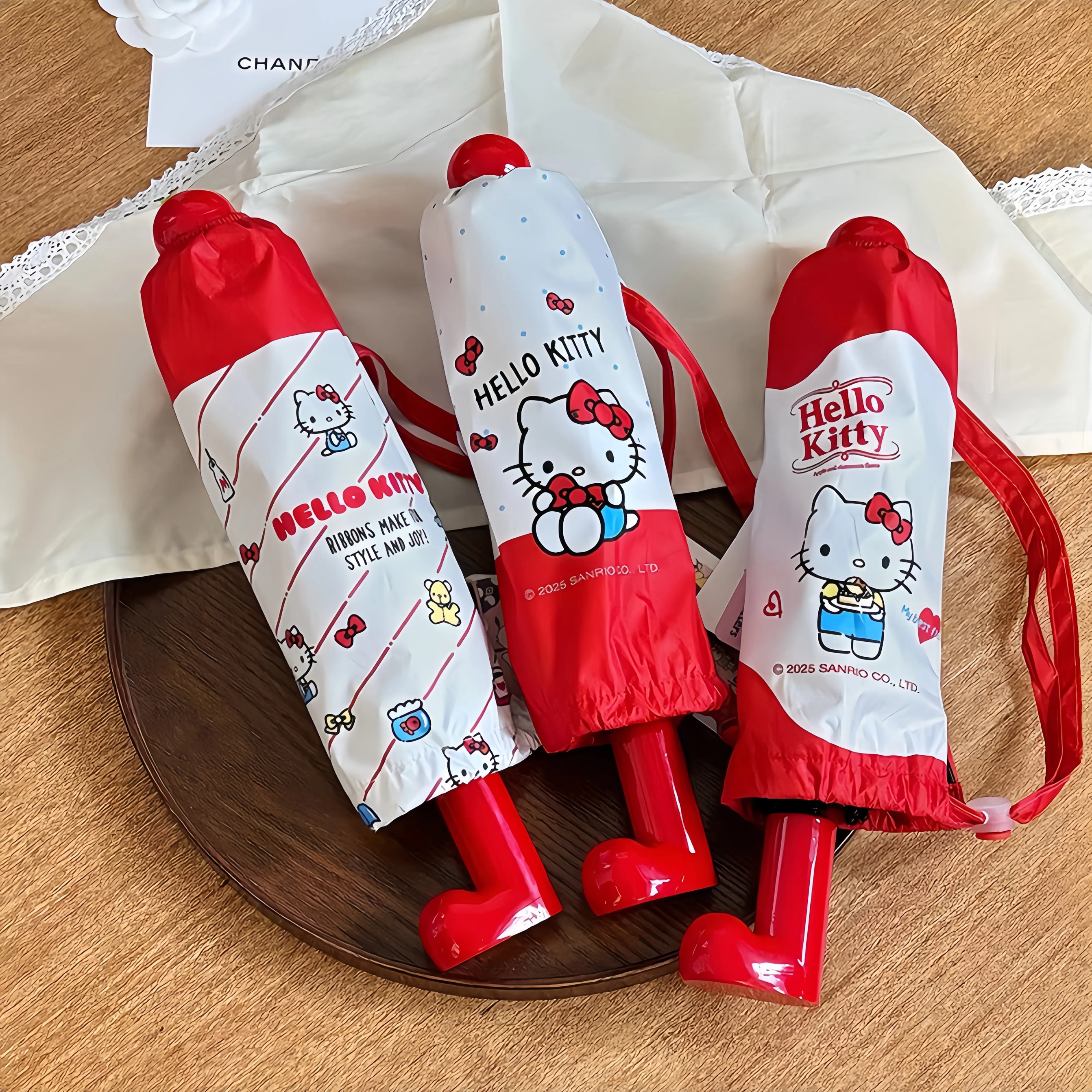 三丽鸥正版授权可爱卡通凯蒂猫三折防晒伞少女心高颜值晴雨伞防晒