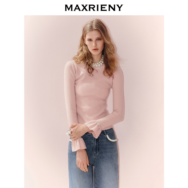 【林一专属】MAXRIENY套头毛针织衫25秋款收腰内搭上衣打底衫女