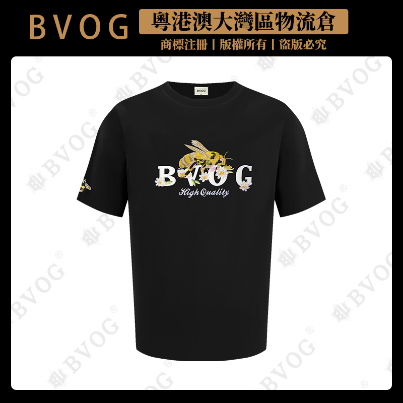 BVOG【高定男装】【金丝蜂王】光变刺绣圆领男士短袖BV522